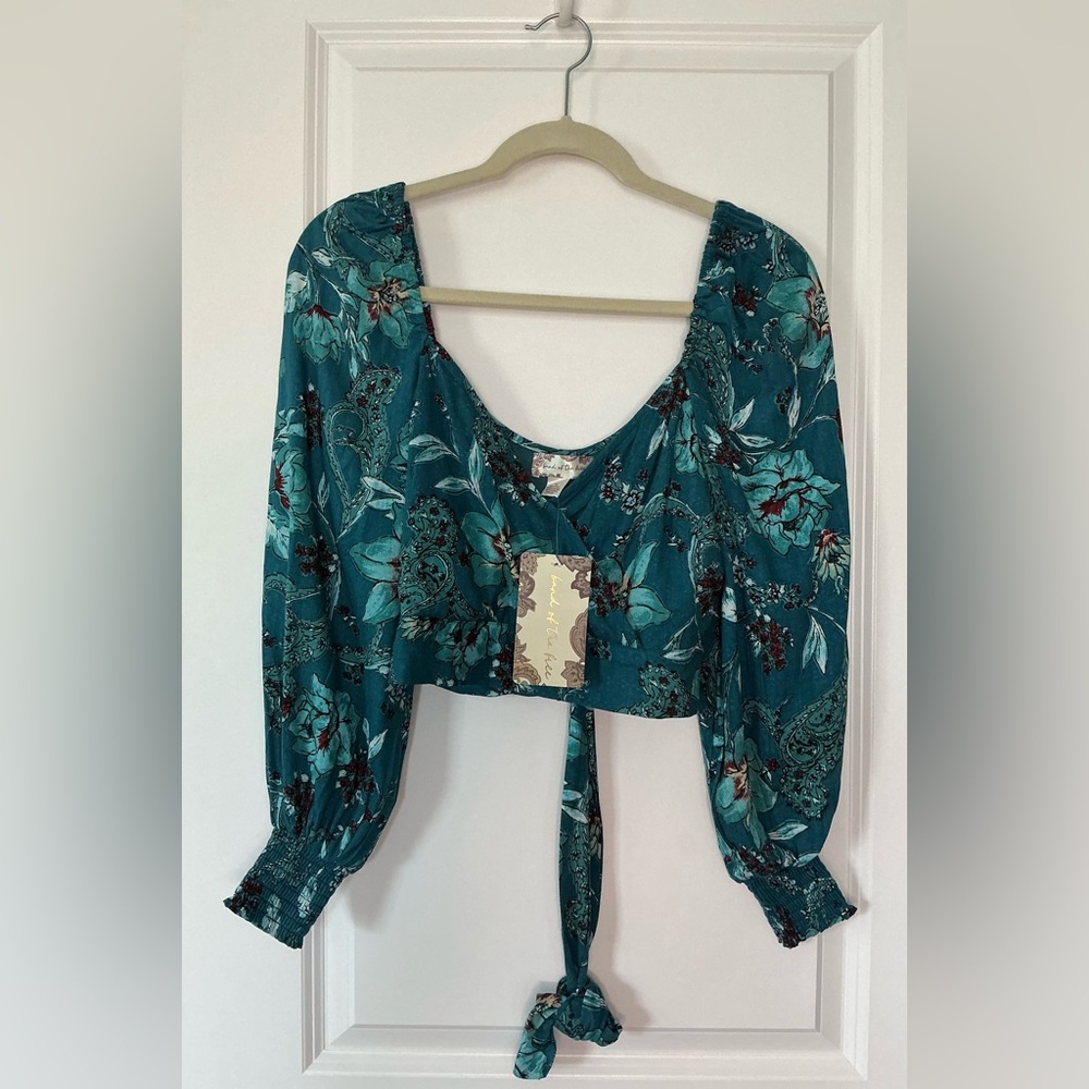 Band of the Free Women’s Sybille Crop Top Floral Teal NWT Size XS